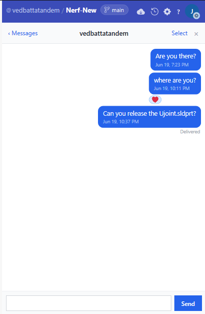 Messages drawer open in GitMCloud