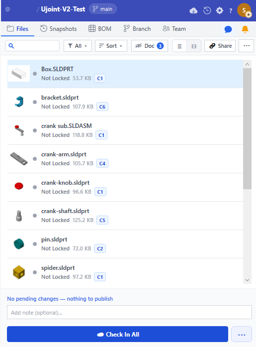 GitM task pane in SolidWorks